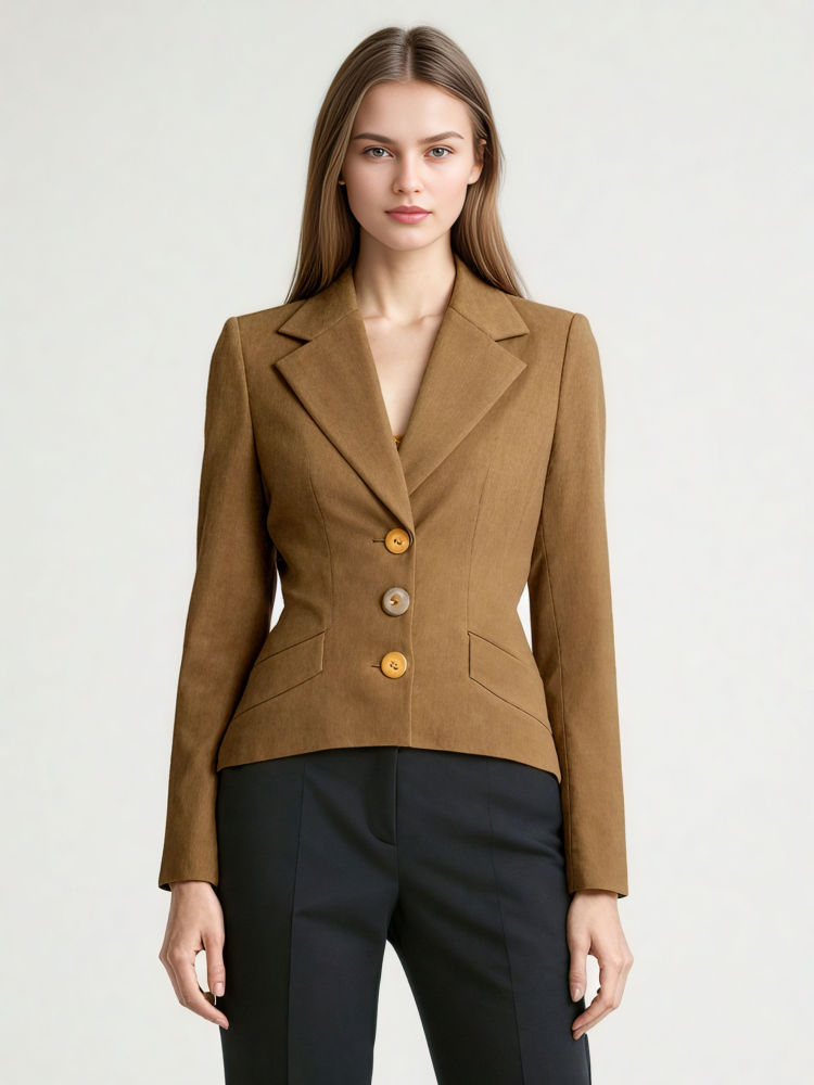 TWOTWINSTYLE Lapel Solid Elegant Waist Cinching  Blazer