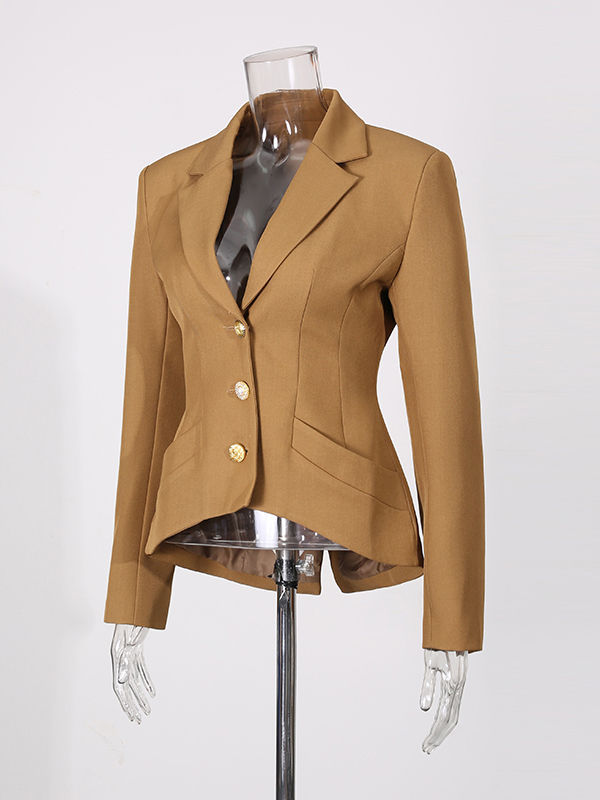 TWOTWINSTYLE Lapel Solid Elegant Waist Cinching  Blazer