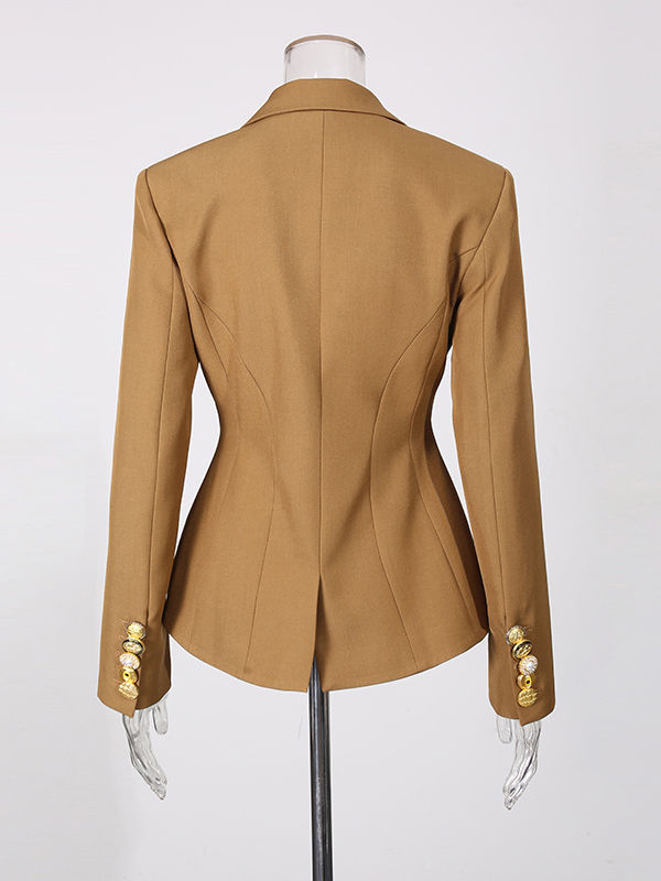 TWOTWINSTYLE Lapel Solid Elegant Waist Cinching  Blazer