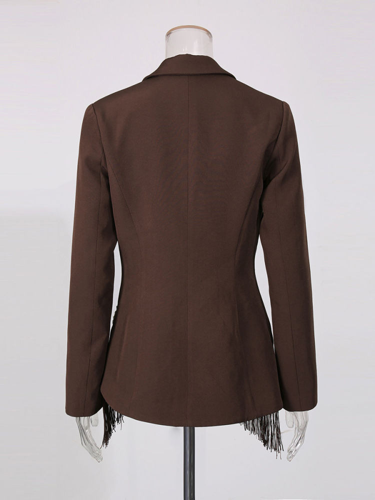 TWOTWINSTYLE  Print Tide Bottom splice fringes Blazer
