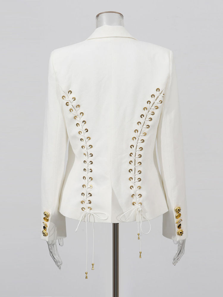 TWOTWINSTYLE Fashion Designer Lapel Drawstring Deep V-neck Blazer