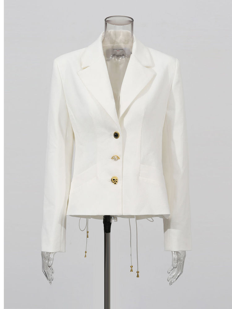 TWOTWINSTYLE Fashion Designer Lapel Drawstring Deep V-neck Blazer