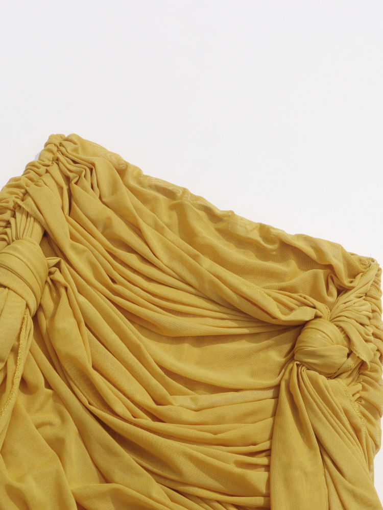 TWOTWINSTYLE Asymmetrical Pleated Mesh Skirt