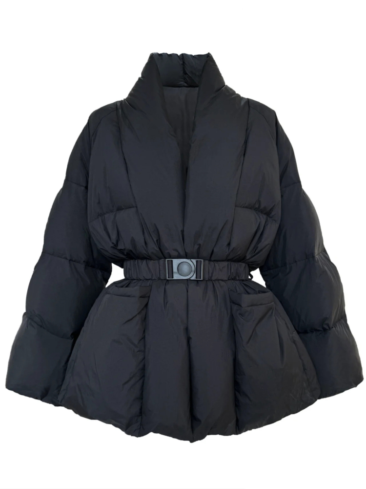 TWOTWINSTYL Solid Belt Temperament Fashion Vertical collar Down Jacket
