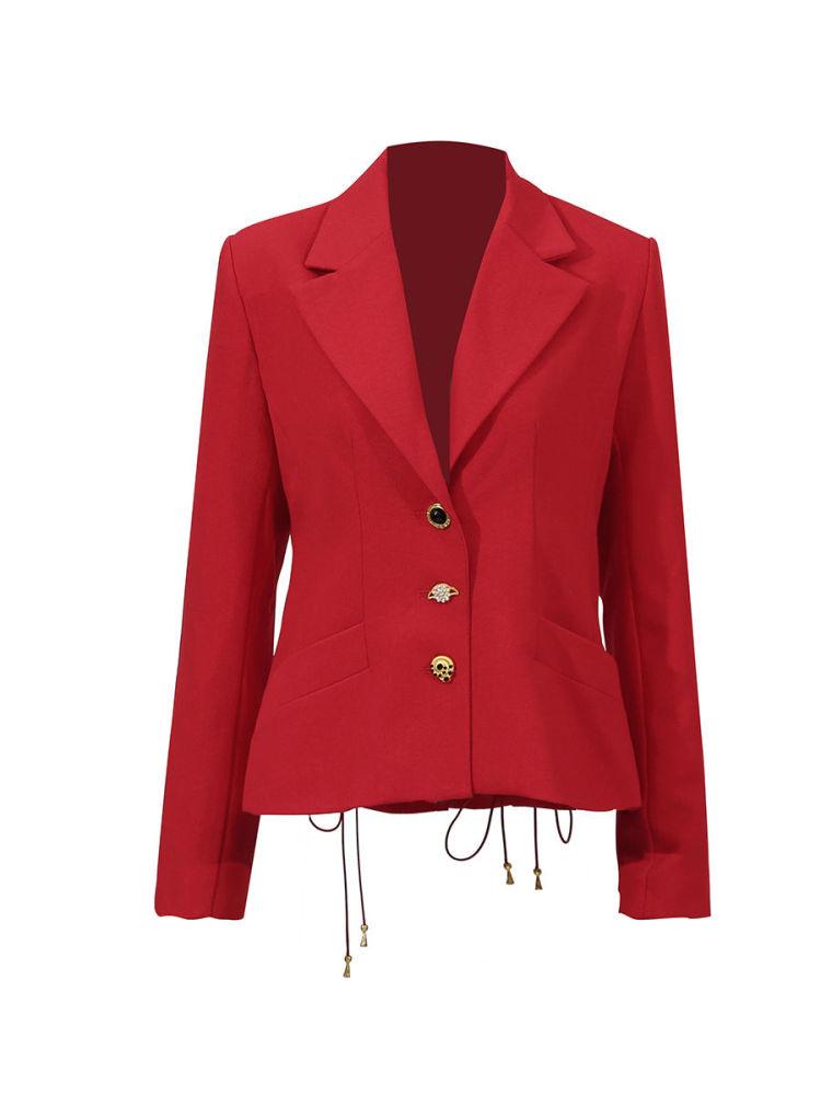 TWOTWINSTYLE Fashion Designer Lapel Drawstring Deep V-neck Blazer