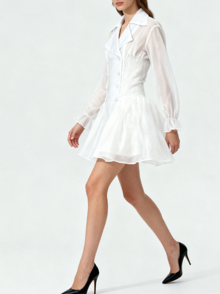 TWOTWINSTYL Fashion Mesh Waistband Mini Dress