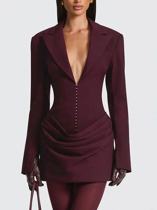 TWOTWINSTYL V-neck Bodycone Fashion Mini Dress