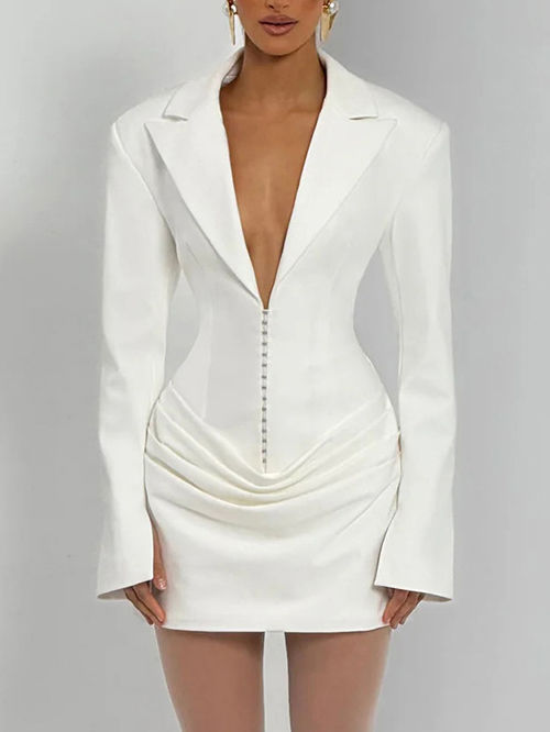 TWOTWINSTYL V-neck Bodycone Fashion Mini Dress