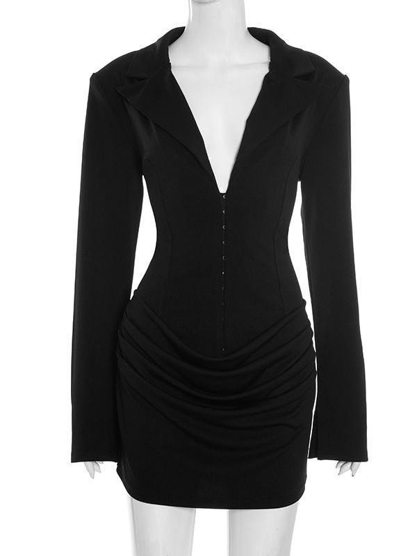 TWOTWINSTYL V-neck Bodycone Fashion Mini Dress