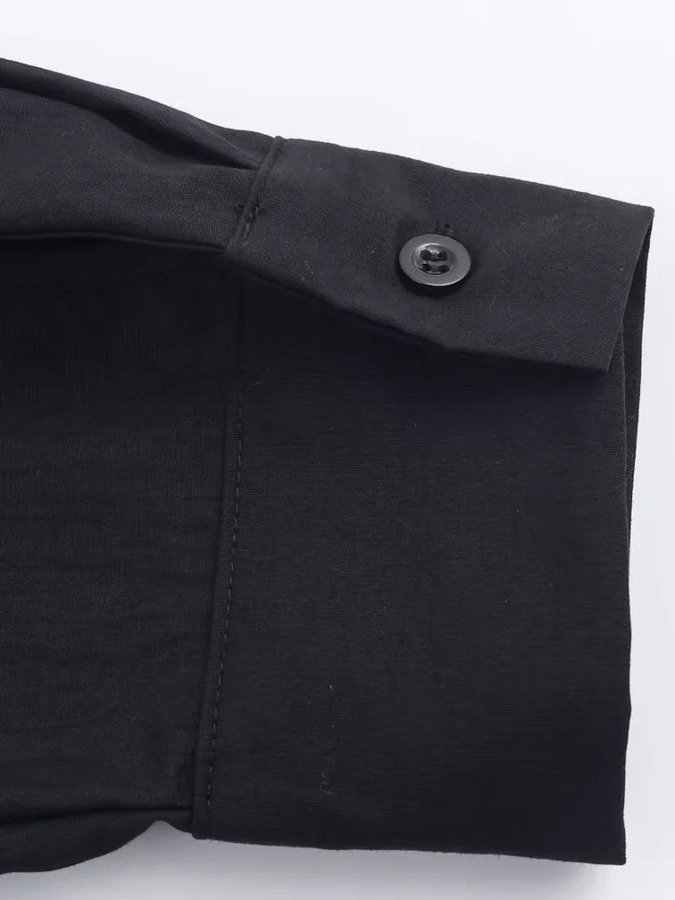 TWOTWINSTYLE Solid Stand Collar patchwork Belt Shirt