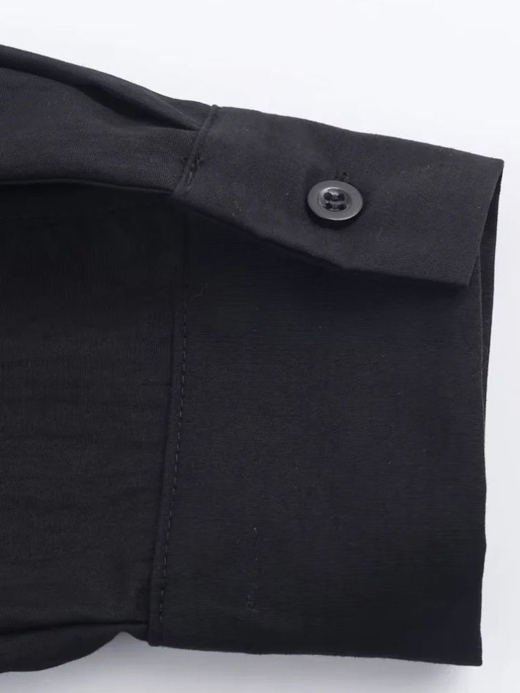 TWOTWINSTYLE Solid Stand Collar patchwork Belt Shirt
