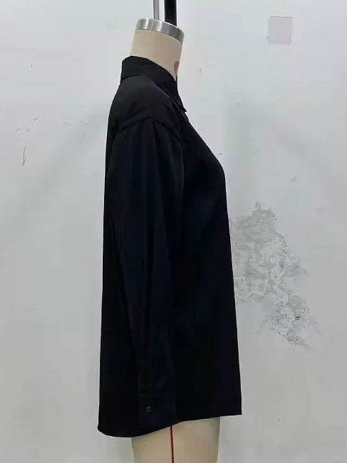 TWOTWINSTYLE Solid Stand Collar patchwork Belt Shirt