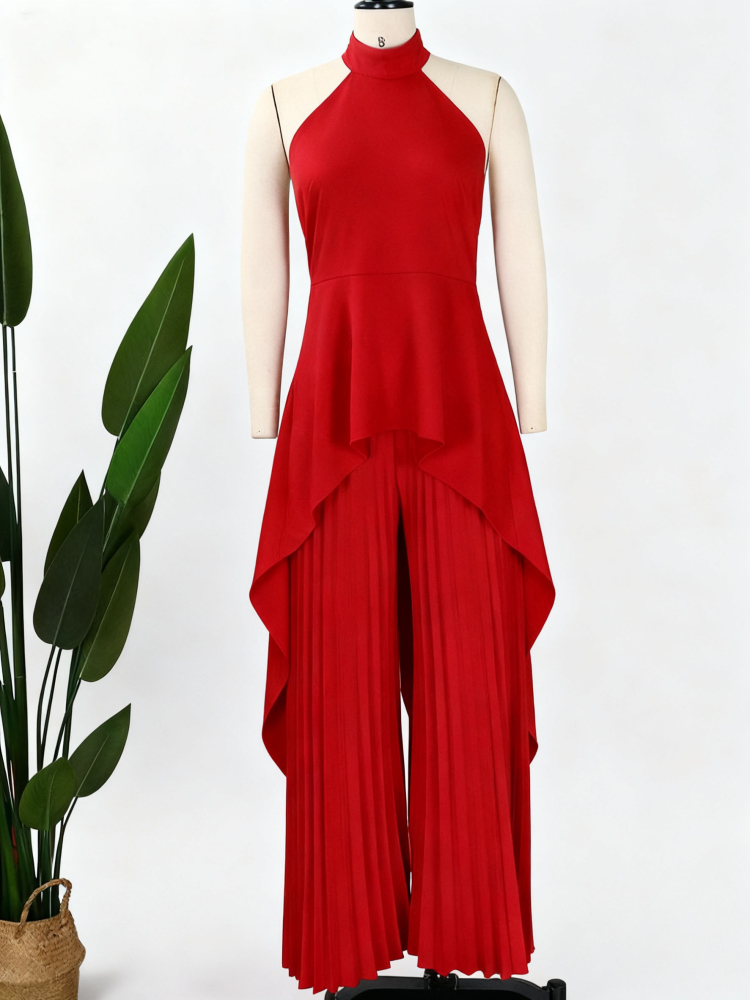 TWOTWINSTYLE Temperament Backless Irregular Two Piece Set