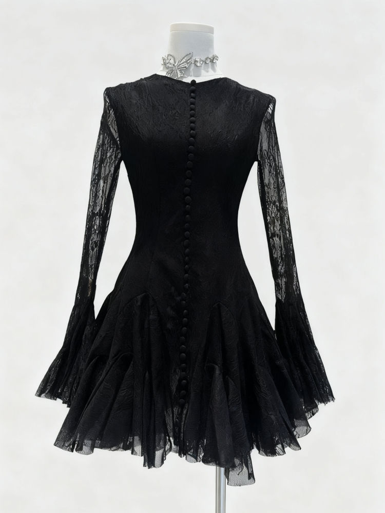 TWOTWINSTYLE Elegant Lace Ruched Mini Dress