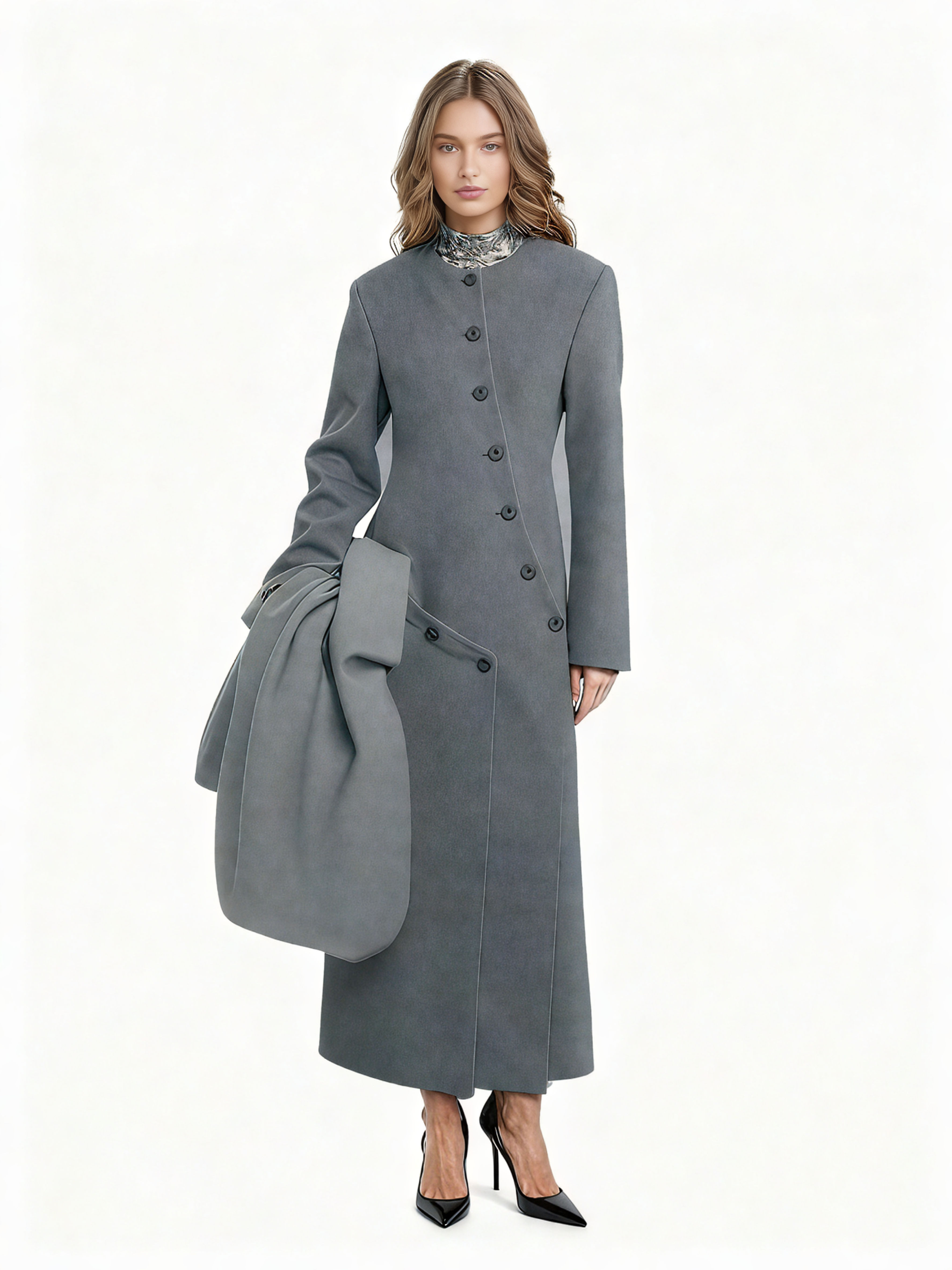 TWOTWINSTYL Solid Temperament Tunic Windbreaker