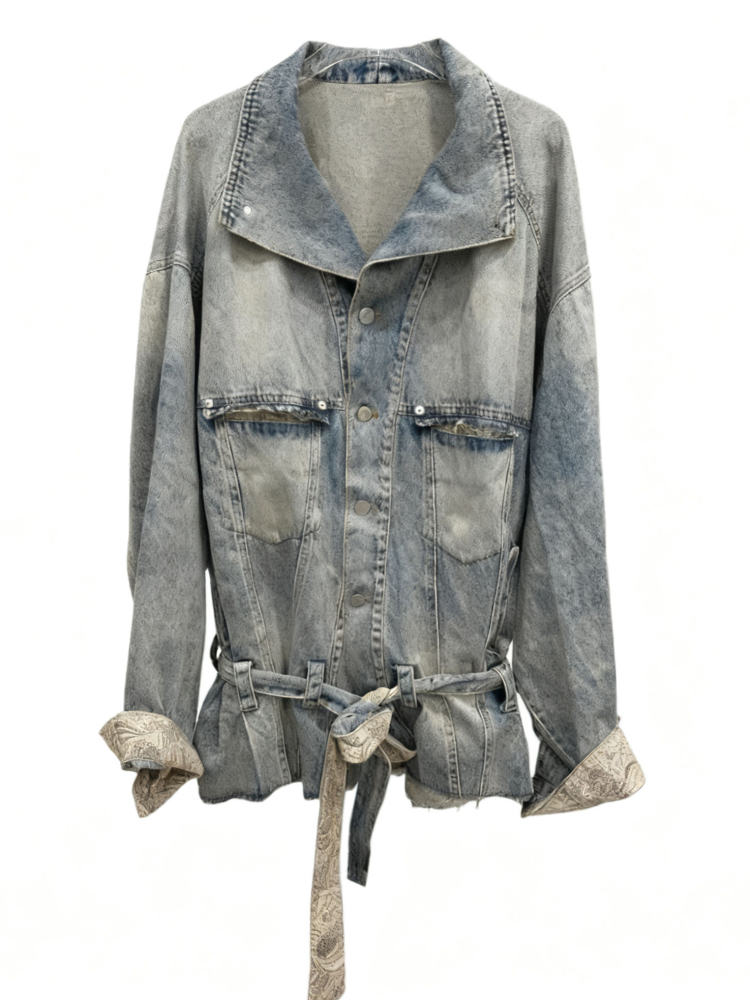 TWOTWINSTYLE Vintage Colorblock Casual Denim Cost