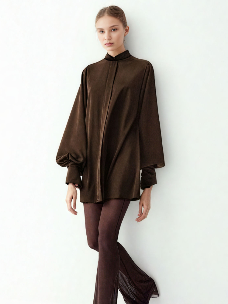 TWOTWINSTYL Stand Collar Spliced Strap Mini Dress
