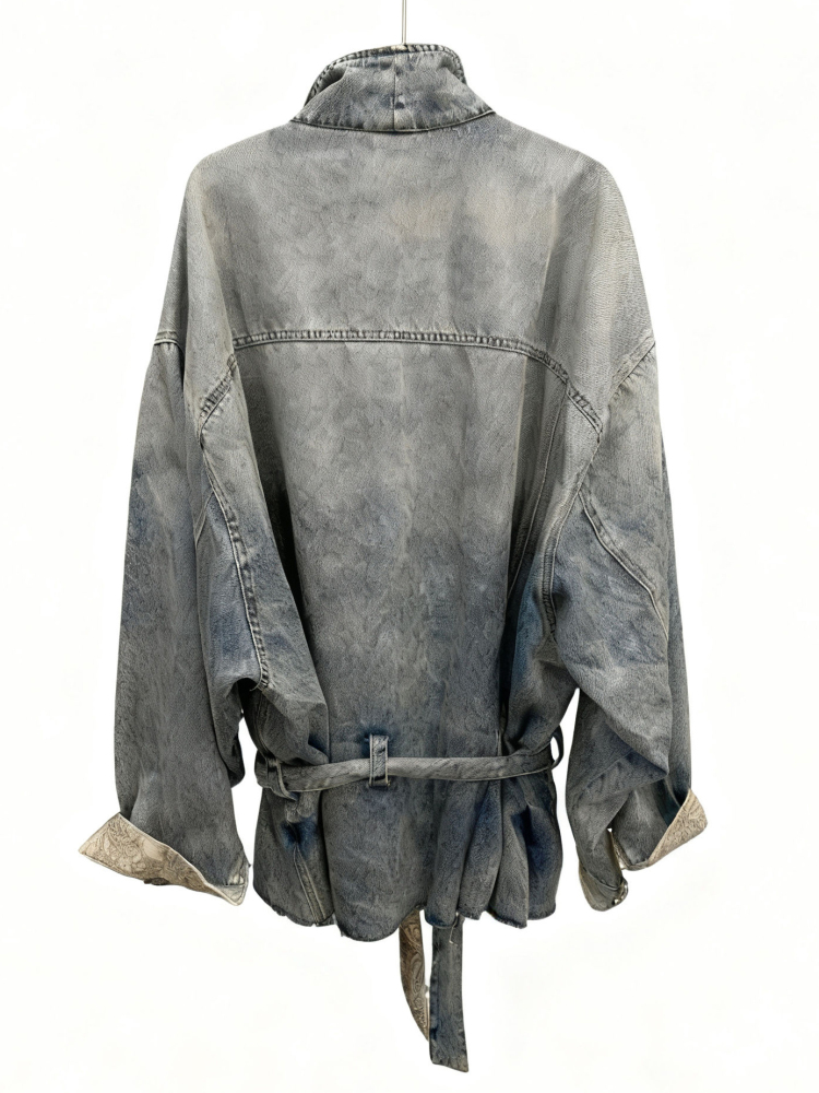 TWOTWINSTYLE Vintage Colorblock Casual Denim Cost