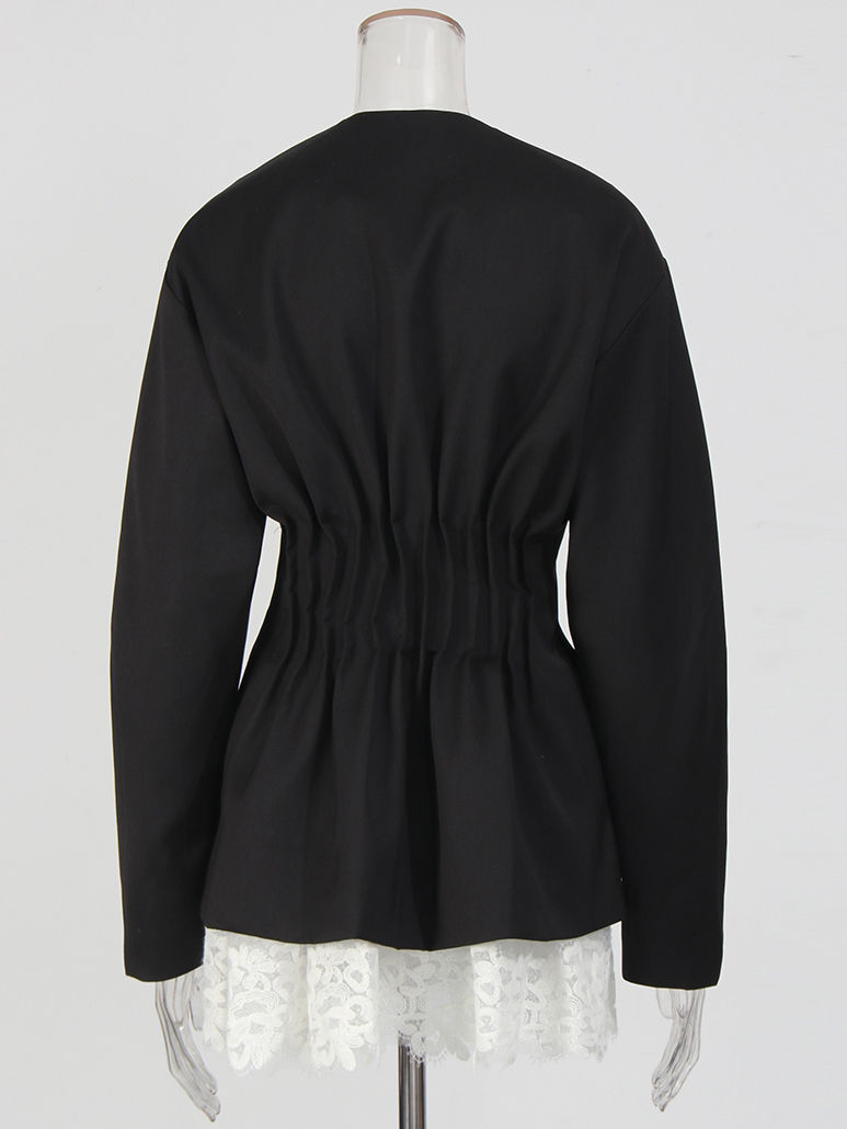 TWOTWINSTYLE V-neck Tunic Spliced Lace Chic Coat