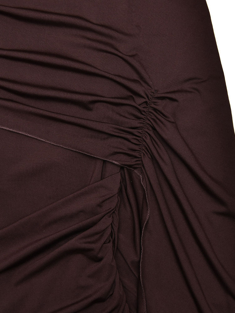 TWOTWINSTYLE Solid Pleated Slimming Midi Dress