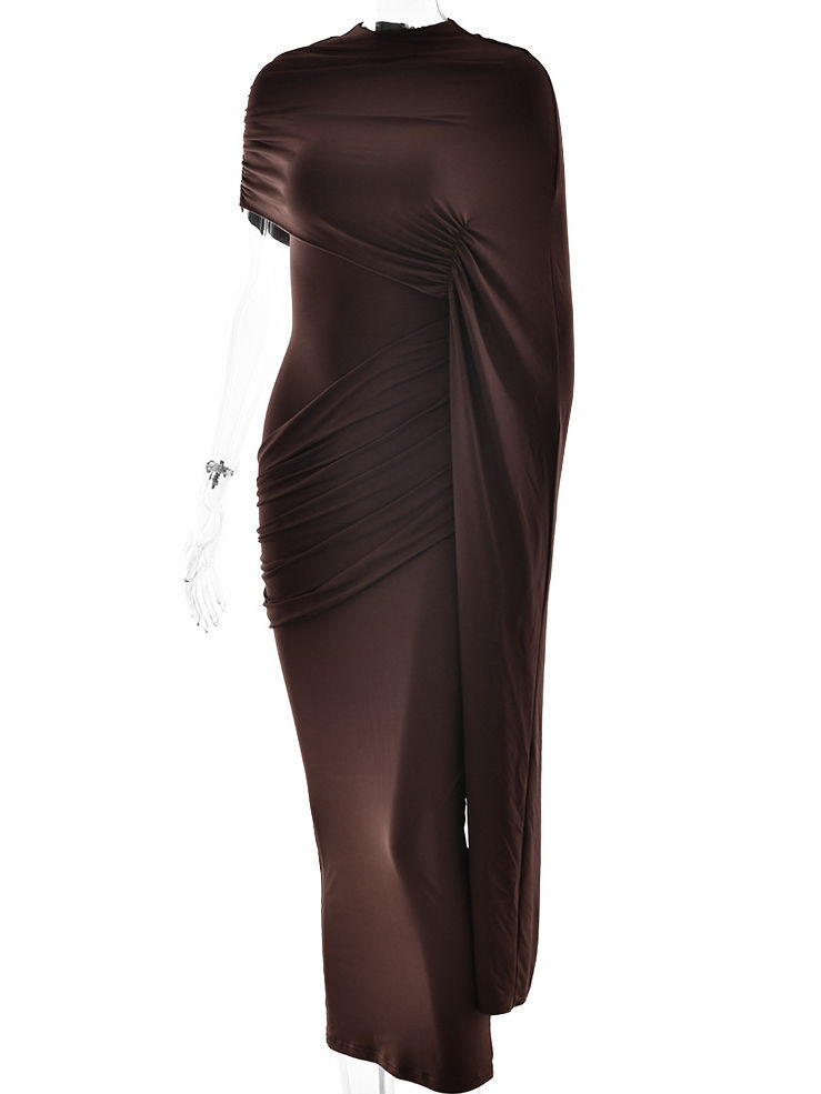 TWOTWINSTYLE Solid Pleated Slimming Midi Dress