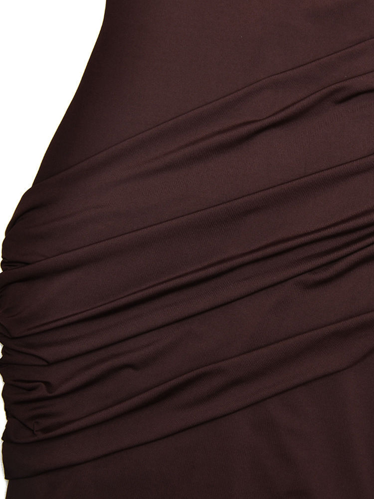 TWOTWINSTYLE Solid Pleated Slimming Midi Dress