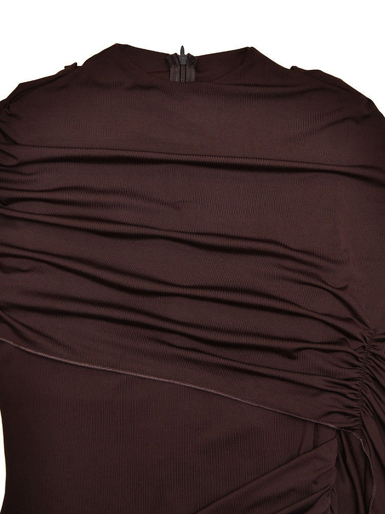 TWOTWINSTYLE Solid Pleated Slimming Midi Dress