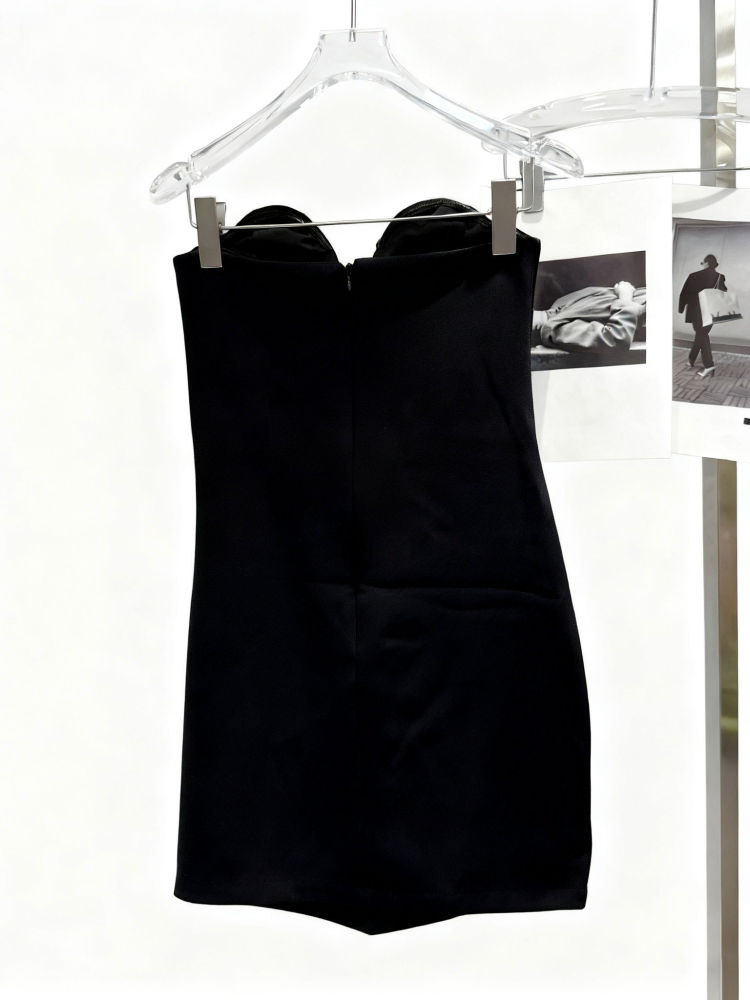 TWOTWINSTYLE Solid Spliced Metal Mini Dress