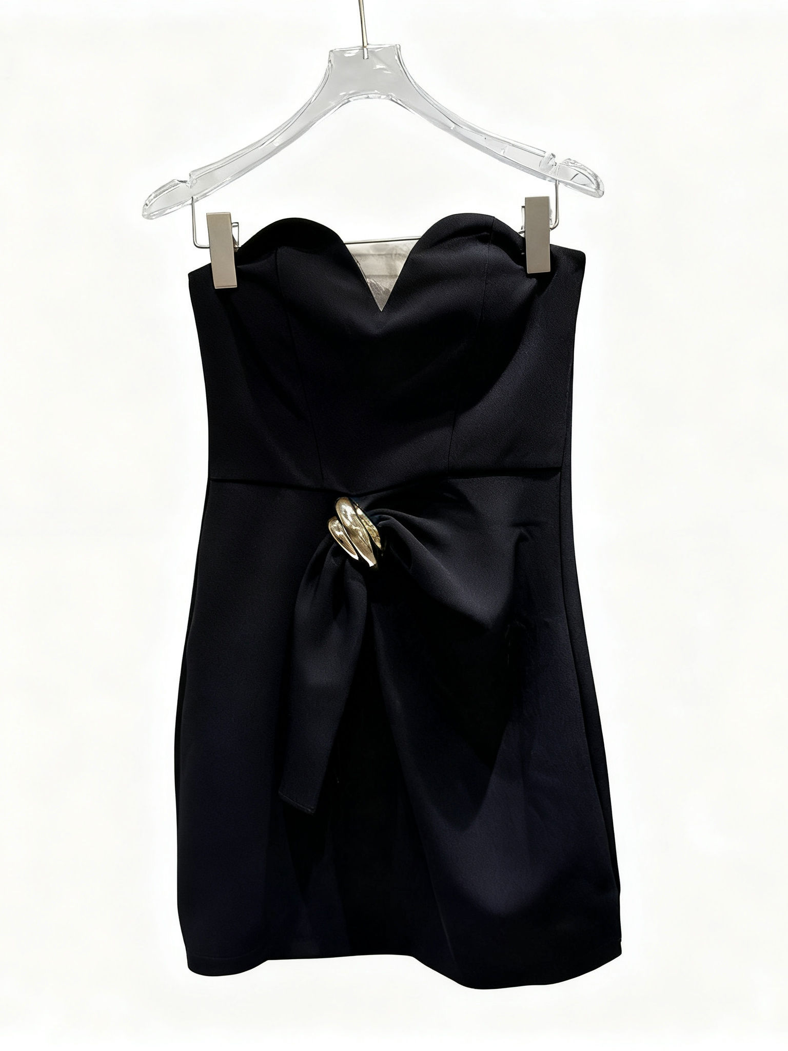 TWOTWINSTYLE Solid Spliced Metal Mini Dress