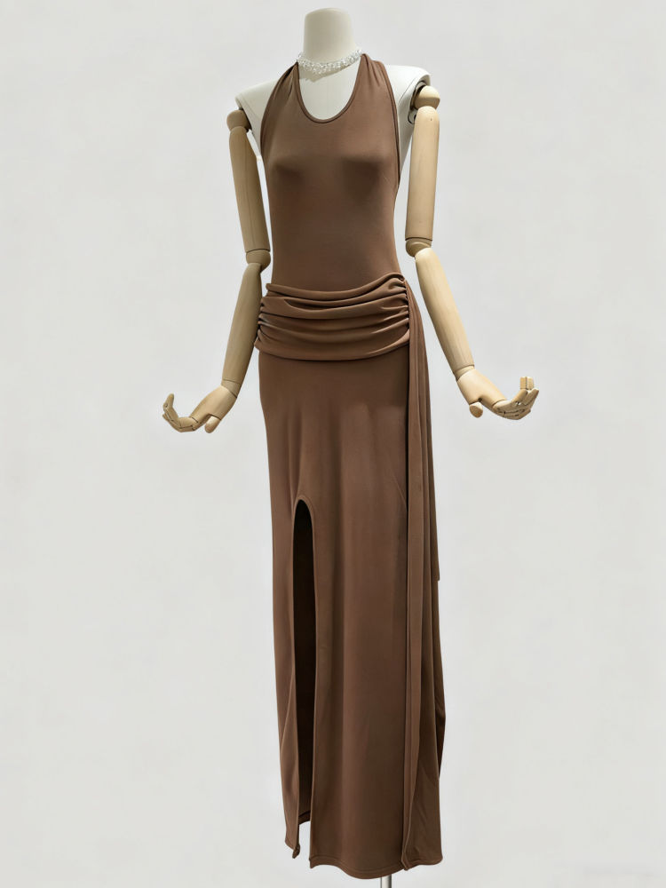 TWOTWINSTYLE Off Shoulder Side Split Ruched Midi Dress