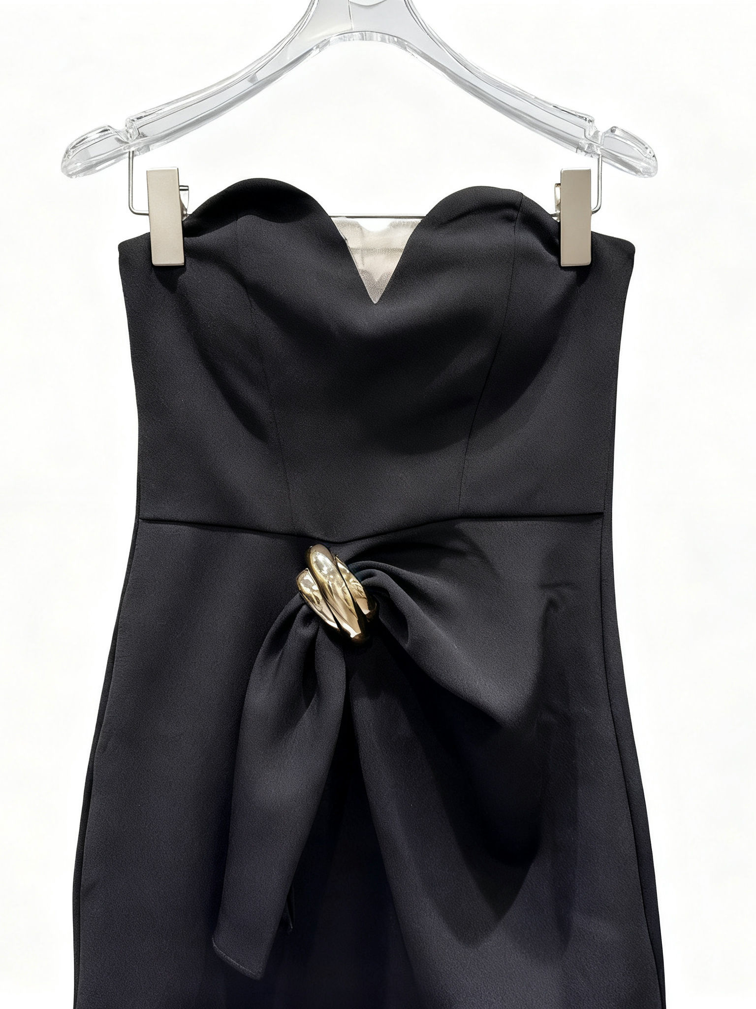 TWOTWINSTYLE Solid Spliced Metal Mini Dress