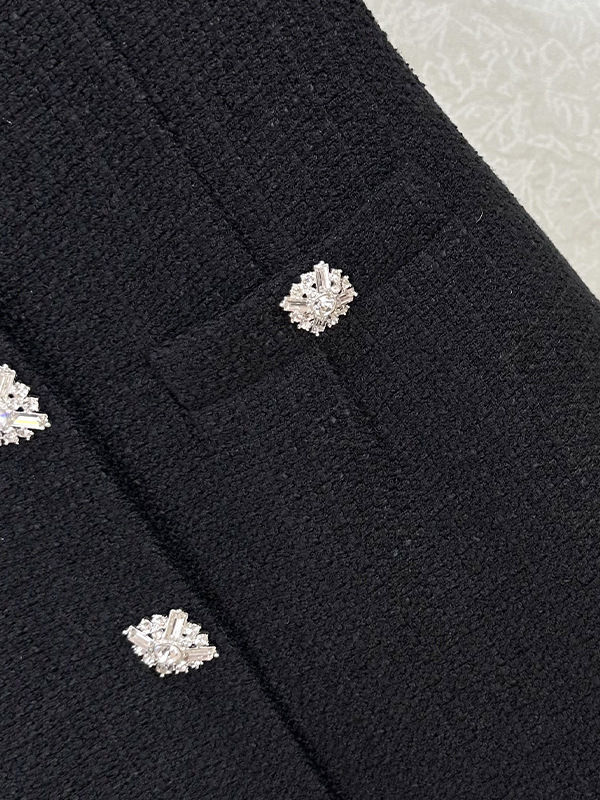 TWOTWINSTYLE Stand Collar Patchwork Button Mini Dress