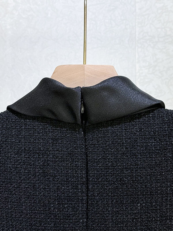 TWOTWINSTYLE Stand Collar Patchwork Button Mini Dress