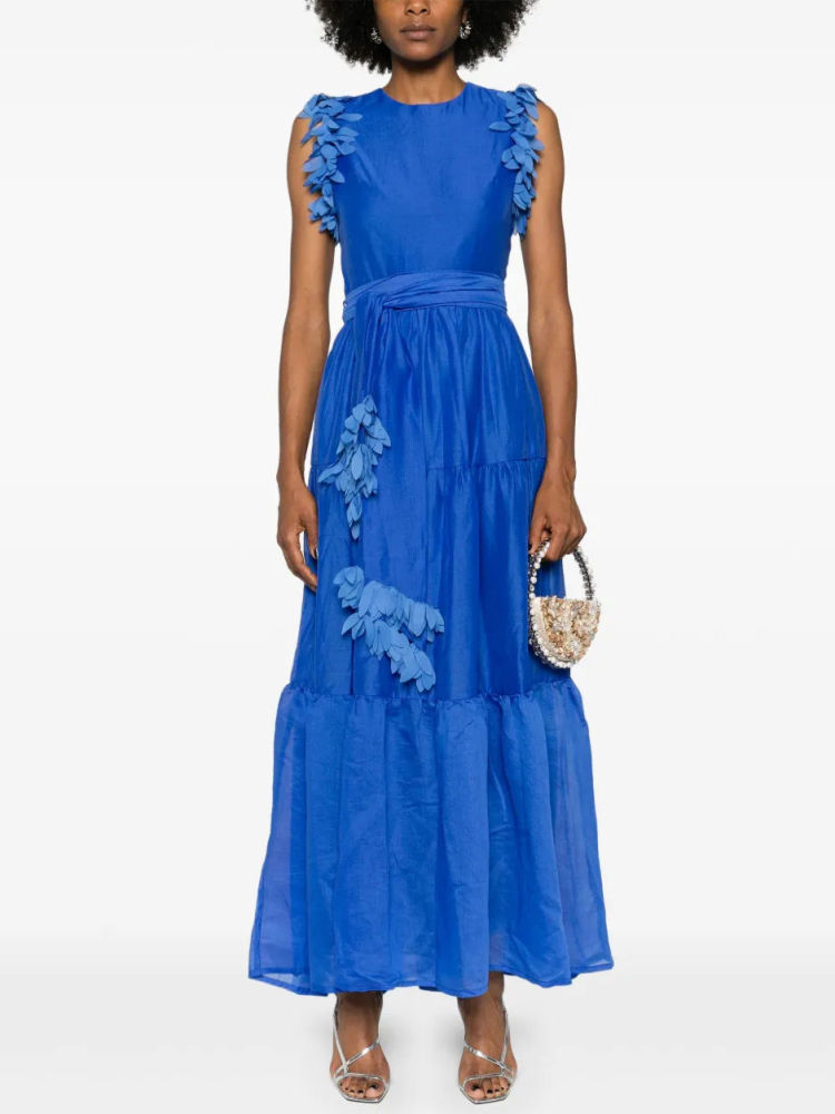 TWOTWINSTYLE Solid Patchwork Lace Up Midi Dress