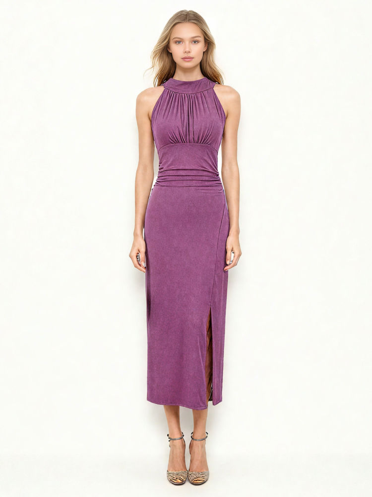 TWOTWINSTYLE High Waist Off Shoulder Elegant Midi Dress