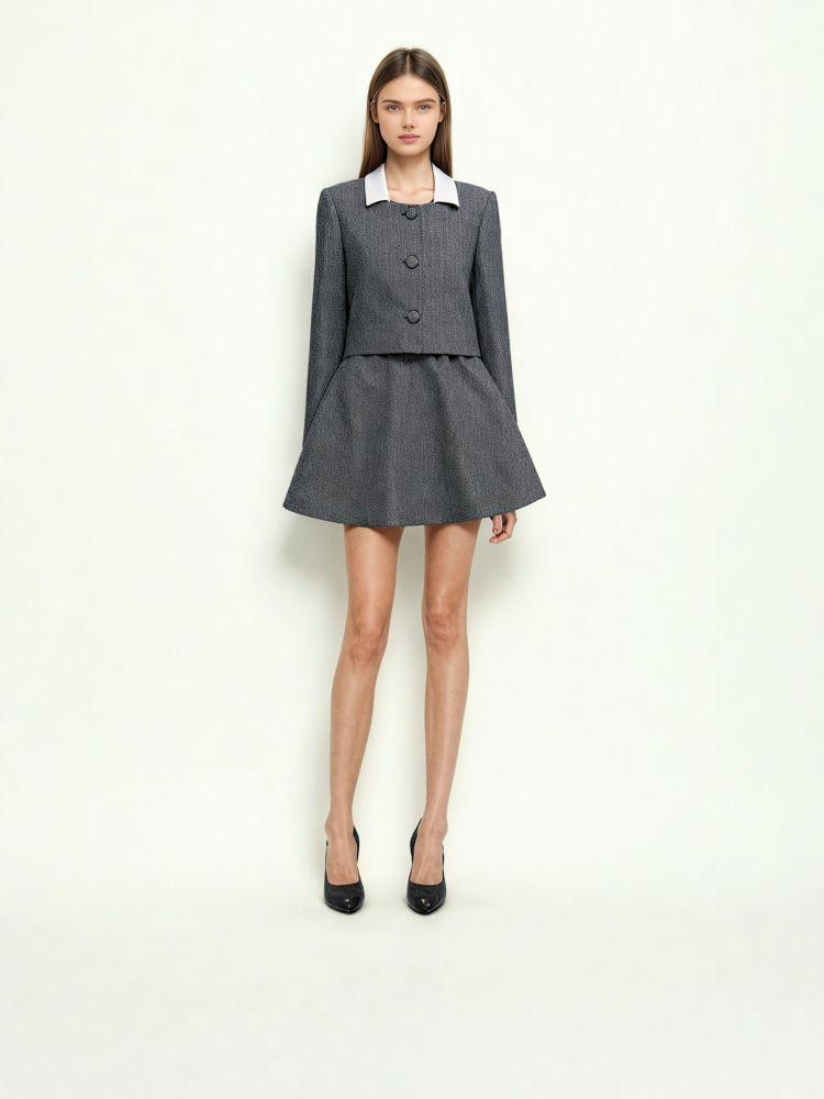 TWOTWINSTYLE Minimalist Lapel Spliced Belt Two Piece Set