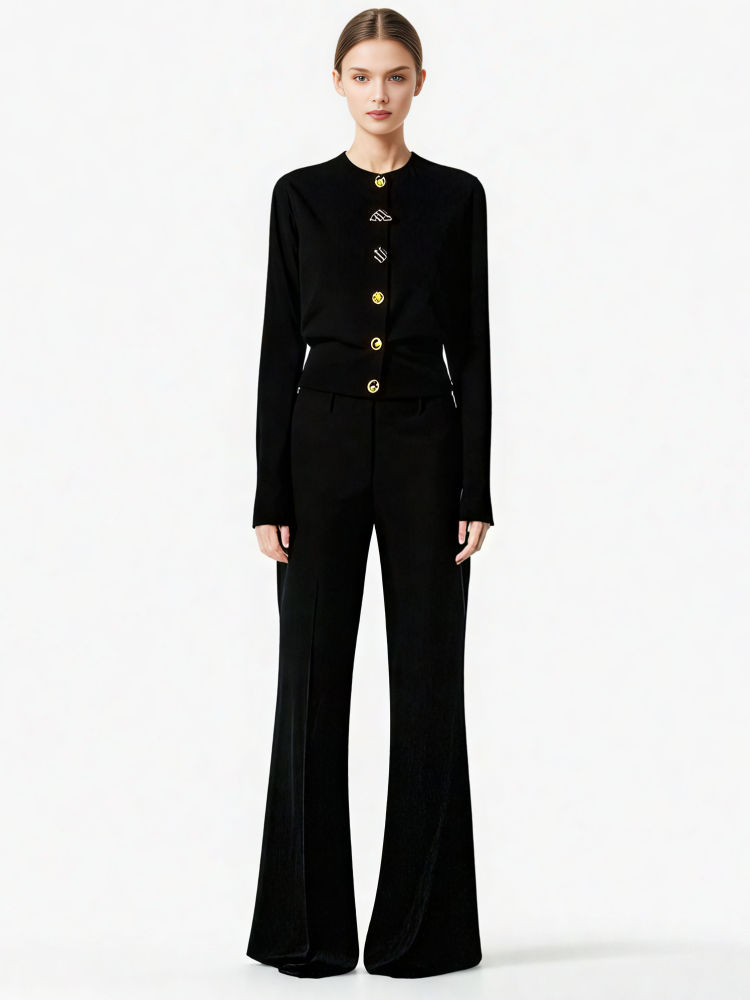 TWOTWINSTYLE Casual Spliced Button Sweater