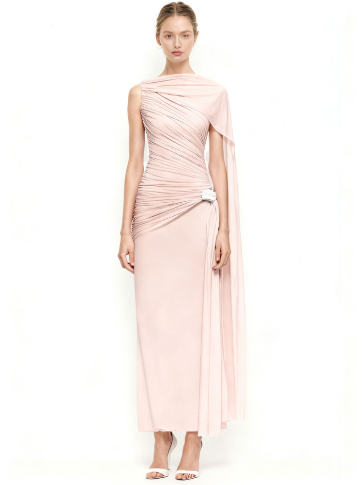 TWOTWINSTYLE Elegant Off ONE Shoulder Midi Dress