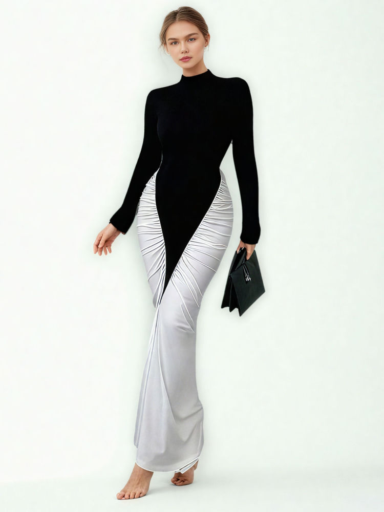 TWOTWINSTYLE Hit Color Slimming Chic Dress