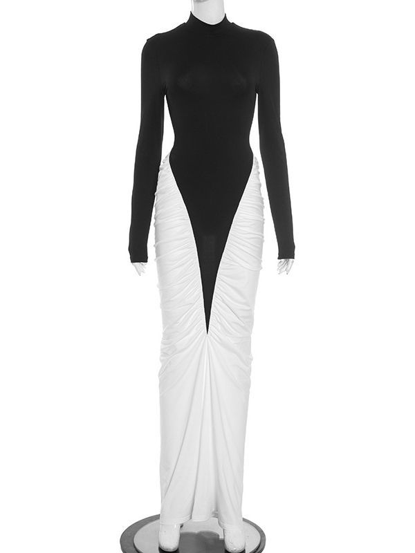 TWOTWINSTYLE Hit Color Slimming Chic Dress