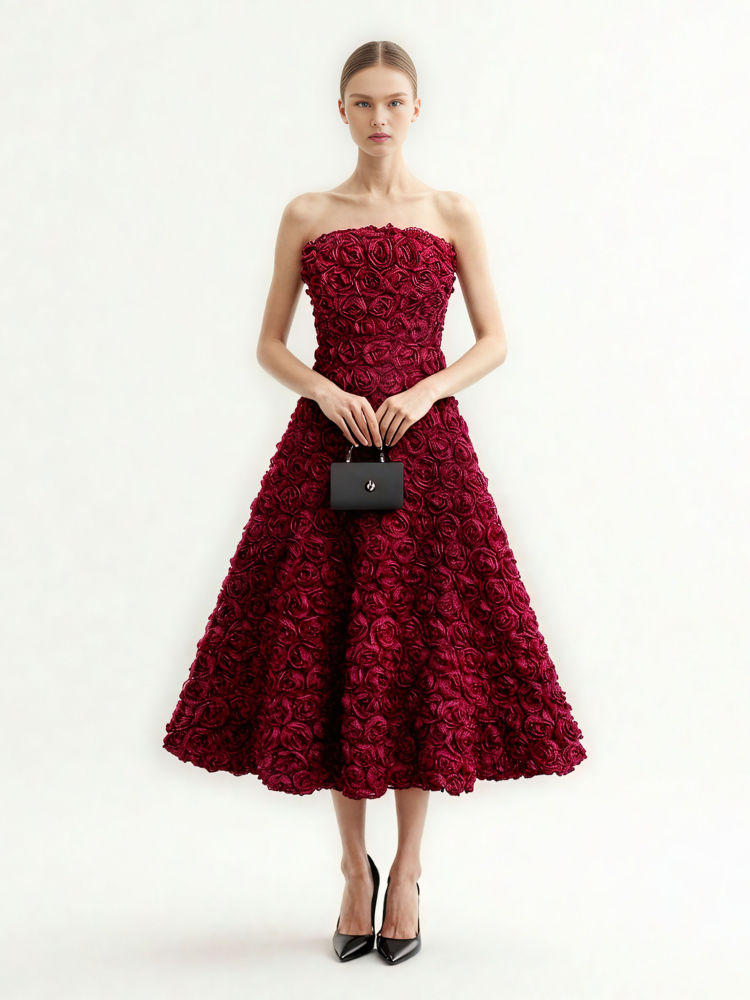 TWOTWINSTYLE Patchwork Mesh Off Shoulder Midi Dress