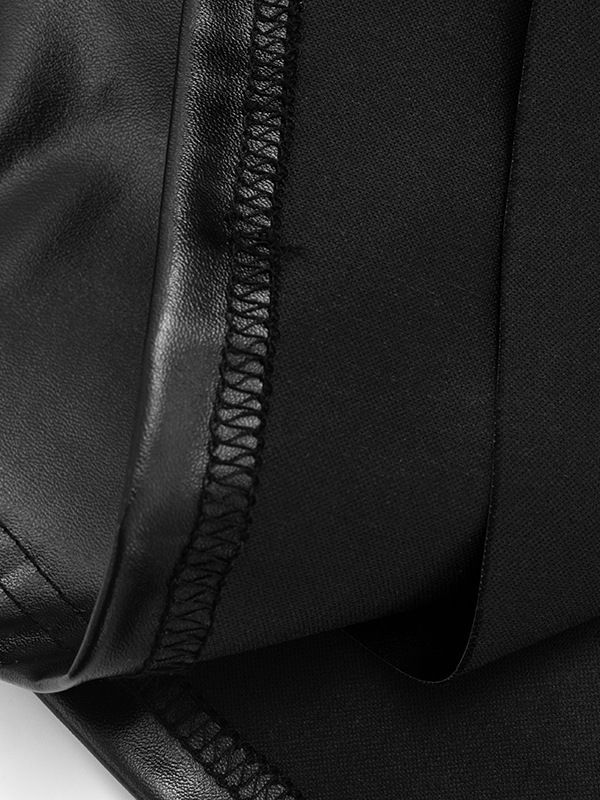 TWOTWINSTYLE Spliced PU Leather Slimming Top