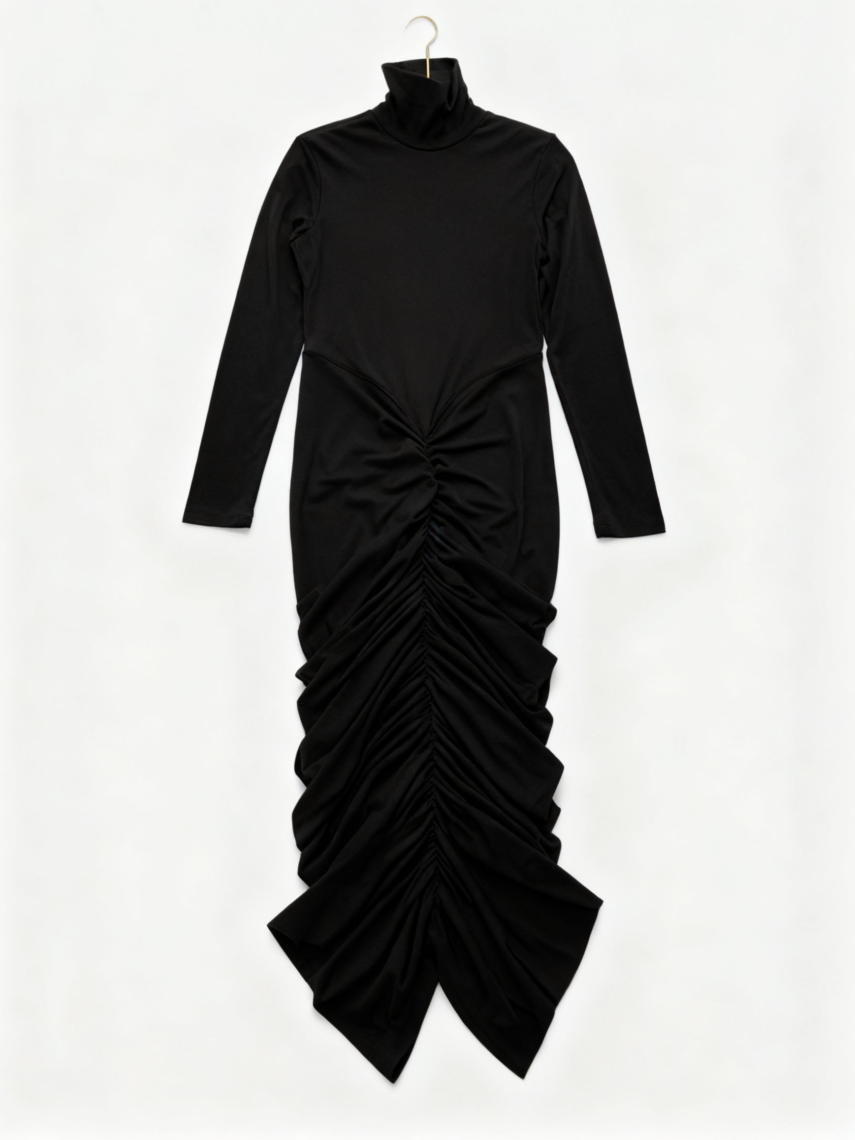 TWOTWINSTYLE Stand Collar Pleated Temperament Midi Dress