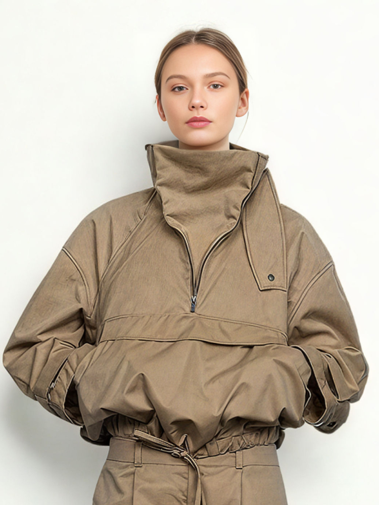 TWOTWINSTYLE Casual Loose Stand Collar Cost