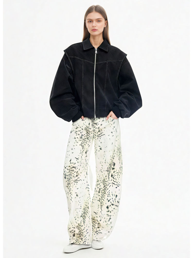 TWOTWINSTYLE Casual Loose Pu Leather Coat