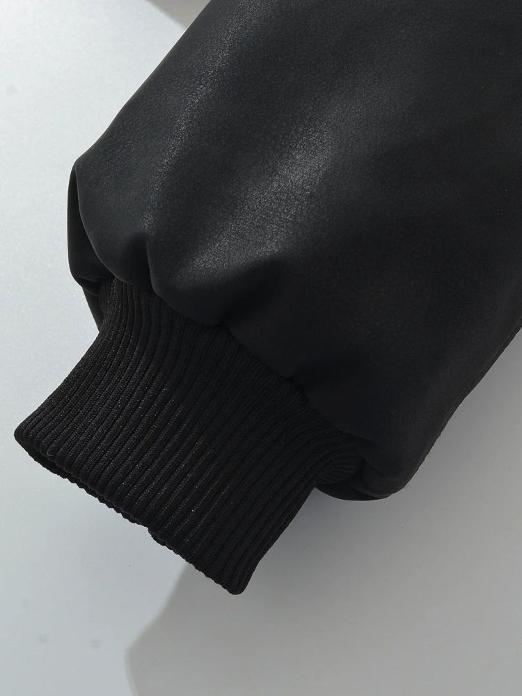 TWOTWINSTYLE Casual Loose Pu Leather Coat