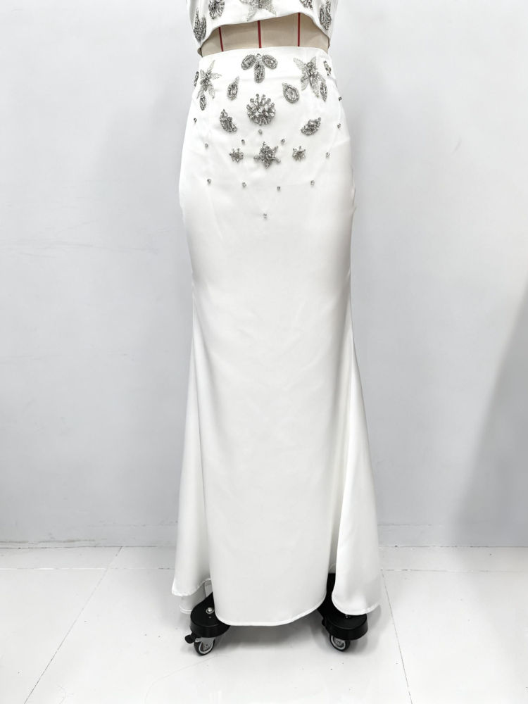 TWOTWINSTYLE Patchwork Diamond Top Elegant Skirt Two Piece Set