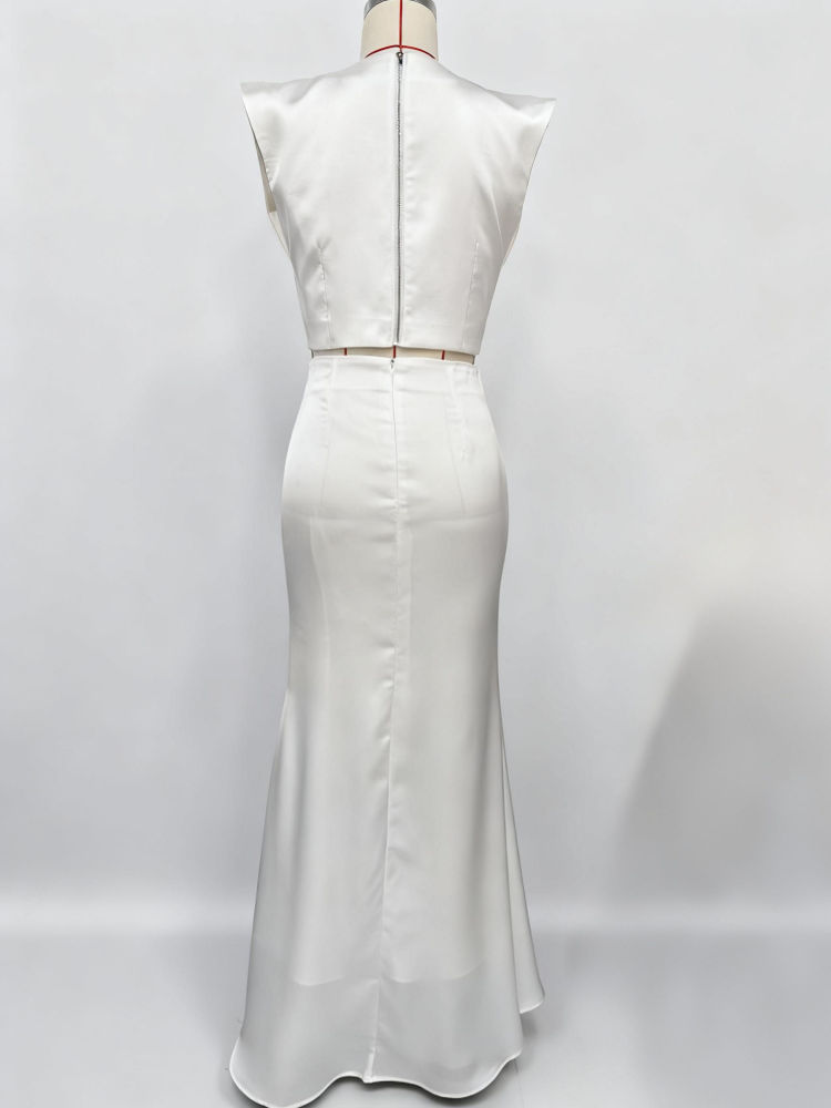 TWOTWINSTYLE Patchwork Diamond Top Elegant Skirt Two Piece Set