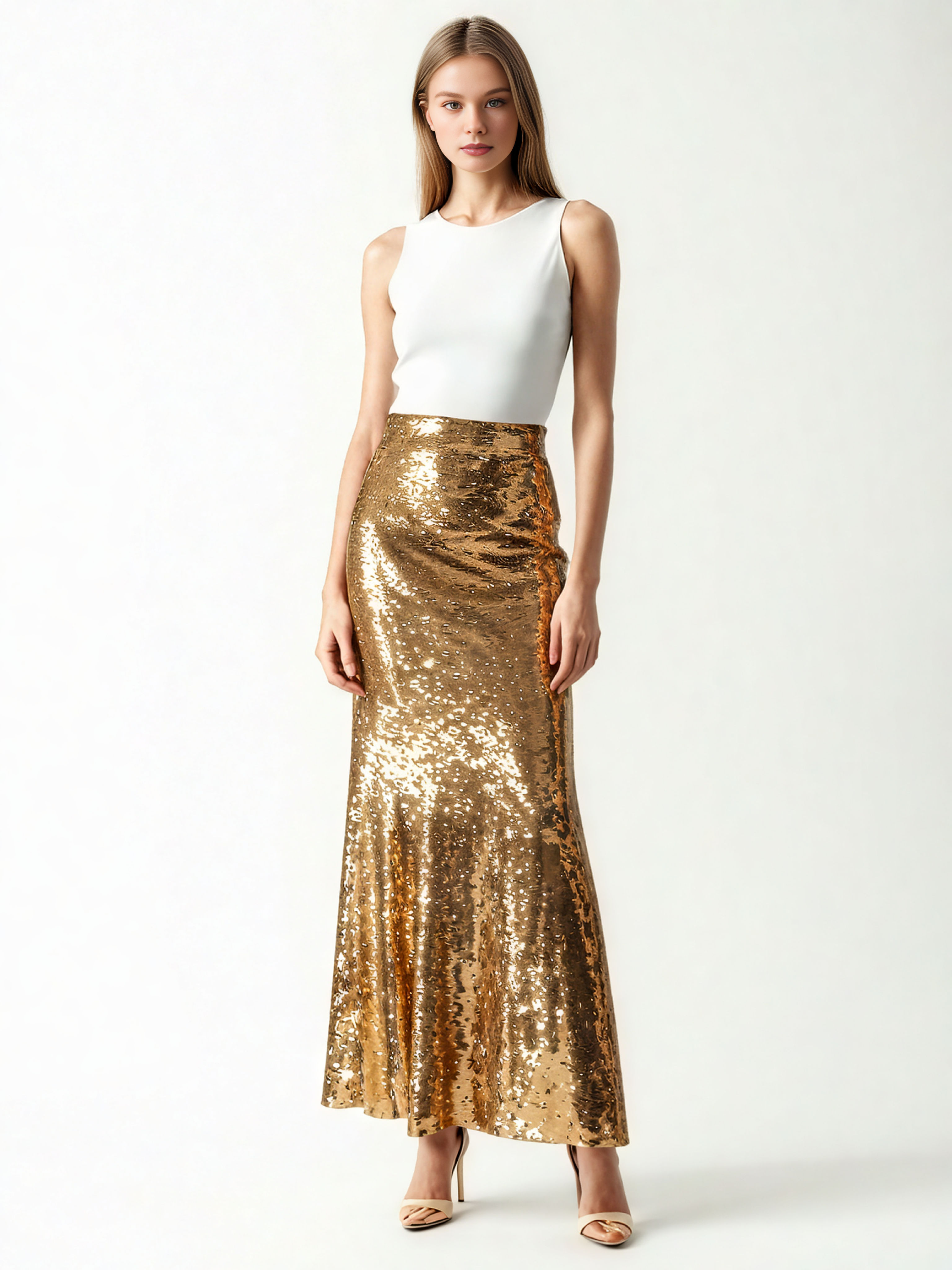 TWOTWINSTYLE Patchwork Sequins Slimming Skirt