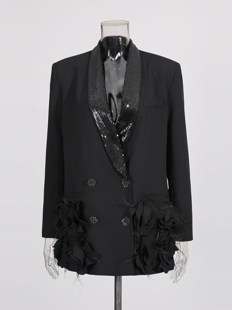 TWOTWINSTYLE Patchwork Sequins Temperament Blazers Coat